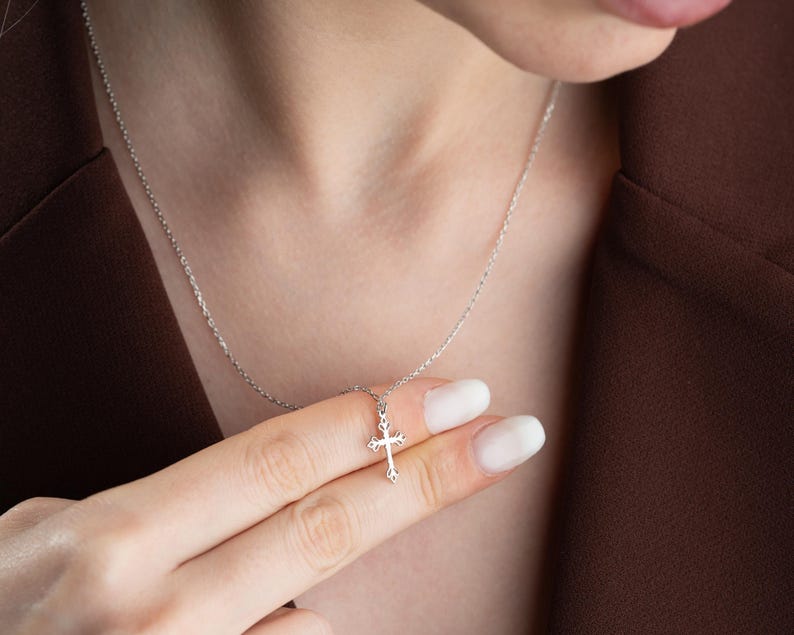 Cross Necklace Women, Gold Cross Necklace, Silver Cross Necklace, 14K Solid Gold Cross, Dainty Cross Necklace for Women, Gold Cross Pendant