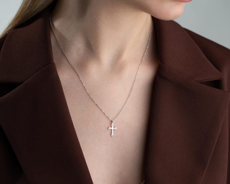 Cross Necklace Women, Gold Cross Necklace, Silver Cross Necklace, 14K Solid Gold Cross, Dainty Cross Necklace for Women, Gold Cross Pendant
