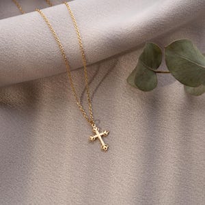 Girls Cross Necklace, Cross Pendant for Kids, 14K Solid Gold Cross Necklace, Cross Necklace for Women, 925 Sterling Silver Cross Necklace