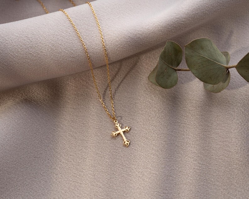 Cross Necklace Women, Gold Cross Necklace, Silver Cross Necklace, 14K Solid Gold Cross, Dainty Cross Necklace for Women, Gold Cross Pendant