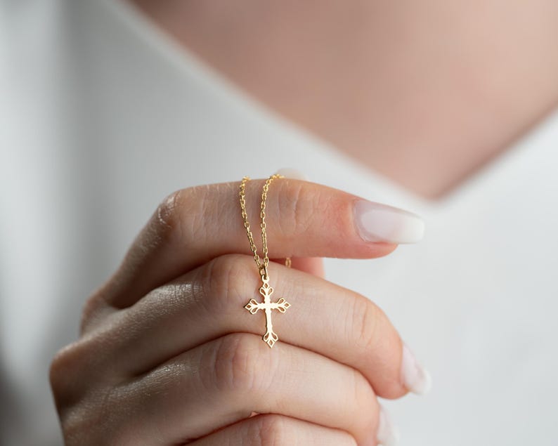 Cross Necklace Women, Gold Cross Necklace, Silver Cross Necklace, 14K Solid Gold Cross, Dainty Cross Necklace for Women, Gold Cross Pendant