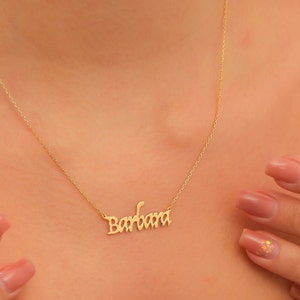 Gold Name Plate Necklace, Jewelry Gifts for Her, Custom Nameplate Necklace, Christmas Gift for Mom from Daughter, Silver Name Pendant