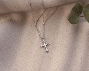 Gold Cross Necklace, Silver Cross Necklace, Cross Necklace for Women,  Gold Cross Pendant, Tiny Dainty Cross, Christian Cross Gifts