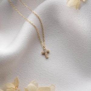 Christian Cross for Women, 14KT Gold Cross Necklace, Dainty Cross Pendant, 925 Sterling Silver Cross Necklace, Christian Jewelry Gifts