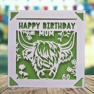 Carte personnalisée joyeux anniversaire vache Highland, carte d'anniversaire vache Highland, carte d'anniversaire pour les amoureux des animaux, carte d'anniversaire vache