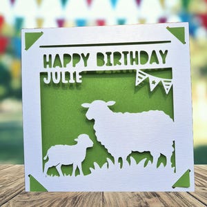 Carte personnalisée de joyeux anniversaire de mouton, carte d'anniversaire d'agneau et de mouton, carte d'anniversaire pour l'amoureux des animaux, carte d'anniversaire d'animaux de ferme