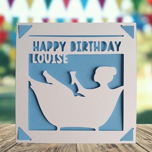 Biglietto di auguri personalizzato per il compleanno di Bath, biglietto di auguri per lei, biglietto di auguri per coccole, biglietto di auguri per gli amanti del bagno, regalo per il bagno
