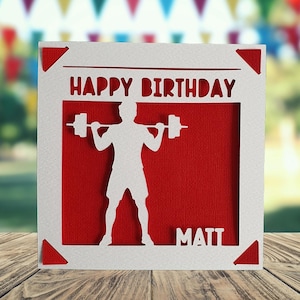 Carte personnalisée de joyeux anniversaire d'haltérophilie, carte de joyeux anniversaire pour haltérophile, carte d'anniversaire de poids, carte d'anniversaire de forme physique