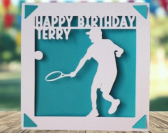 Carte personnalisée de joyeux anniversaire de tennis, carte de joyeux anniversaire pour lui elle, carte d'anniversaire de fan de tennis, carte d'anniversaire pour le joueur de tennis
