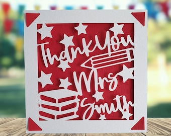 Teacher Thank you Card, End of School Thank you Card, Personalised Thank You Card for Teacher, Card from Pupil, End of Term Thank You Card