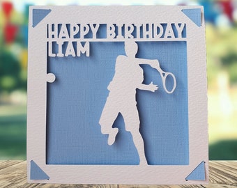 Carte personnalisée de joyeux anniversaire de joueur de tennis, carte de joyeux anniversaire pour lui elle, carte d'anniversaire de fan de tennis, carte d'anniversaire de tennis