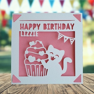 Carte personnalisée de joyeux anniversaire de chat, carte d'anniversaire d'amant de chat, carte d'anniversaire pour le propriétaire de chat, carte d'anniversaire de chatterie, carte de gardien de chat