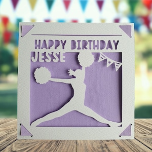 Carte personnalisée joyeux anniversaire pom-pom girl, carte d'anniversaire pour pom-pom girl, carte d'anniversaire sportive, carte d'anniversaire de pom-pom girl