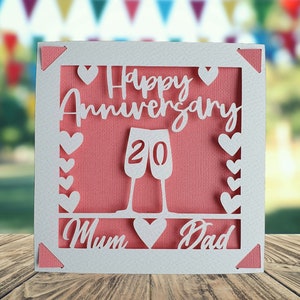 Carte personnalisée joyeux anniversaire Papercut, carte d'anniversaire importante, 10e, 20e, 25e, 30e, 40e, 50e, cadeau de mariage en argent doré