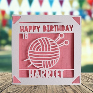 Carte personnalisée de joyeux anniversaire en tricot, carte de joyeux anniversaire pour bricoleur, carte d'anniversaire en tricot, carte d'anniversaire pour crocheteur