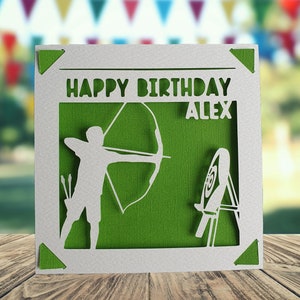 Personalisierte Bogenschießen Geburtstagskarte, alles Gute zum Geburtstag für Ihn Sie, Bogenschießen Geburtstagskarte, Geburtstagskarte für Bogenschütze