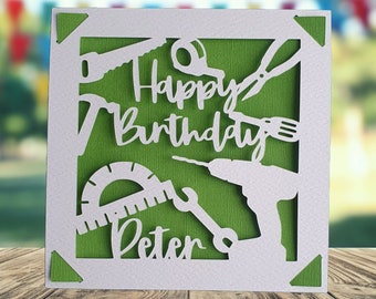 DIY Themed Birthday Card, Personalised Birthday Card for Handyman, Builder Birthday Card, Happy Birthday Card for Dad