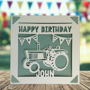 Carte personnalisée de joyeux anniversaire de fermier, carte de joyeux anniversaire pour l'agriculture, carte de joyeux anniversaire de campagne, carte d'anniversaire de tracteur