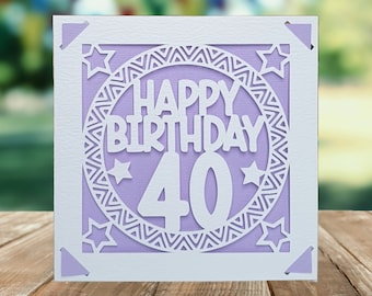 Milestone Age Happy Birthday Personalised Papercut Card, 16th, 18th, 21st, 30th, 40th, 50th, 60th, 70th, 80th, 90th, 100th, Birthday Age