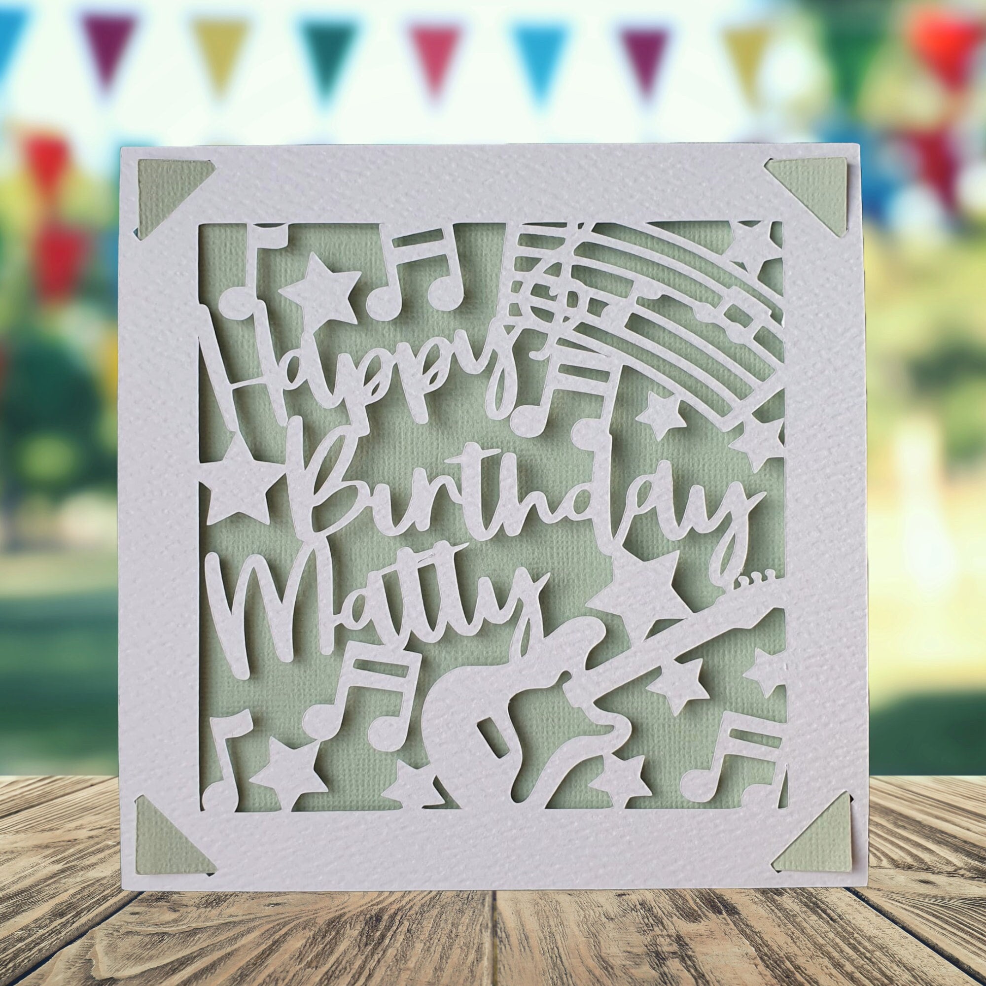 Guitar Happy Birthday Personalised Papercut Card, Birthday Card for Guitar Player, Rock Music Birthday Card, Birthday Card for Musician