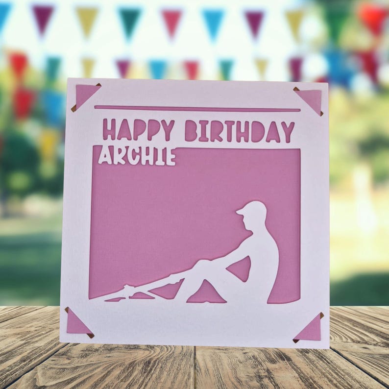 Rowing Birthday Card, Personalised Rowing Papercut Card, Birthday Card ...
