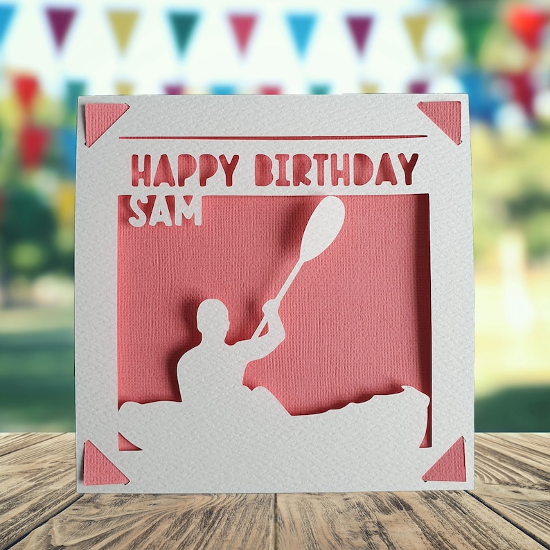 Canoe Personalised Birthday Papercut Card, Water Sports Birthday Card ...