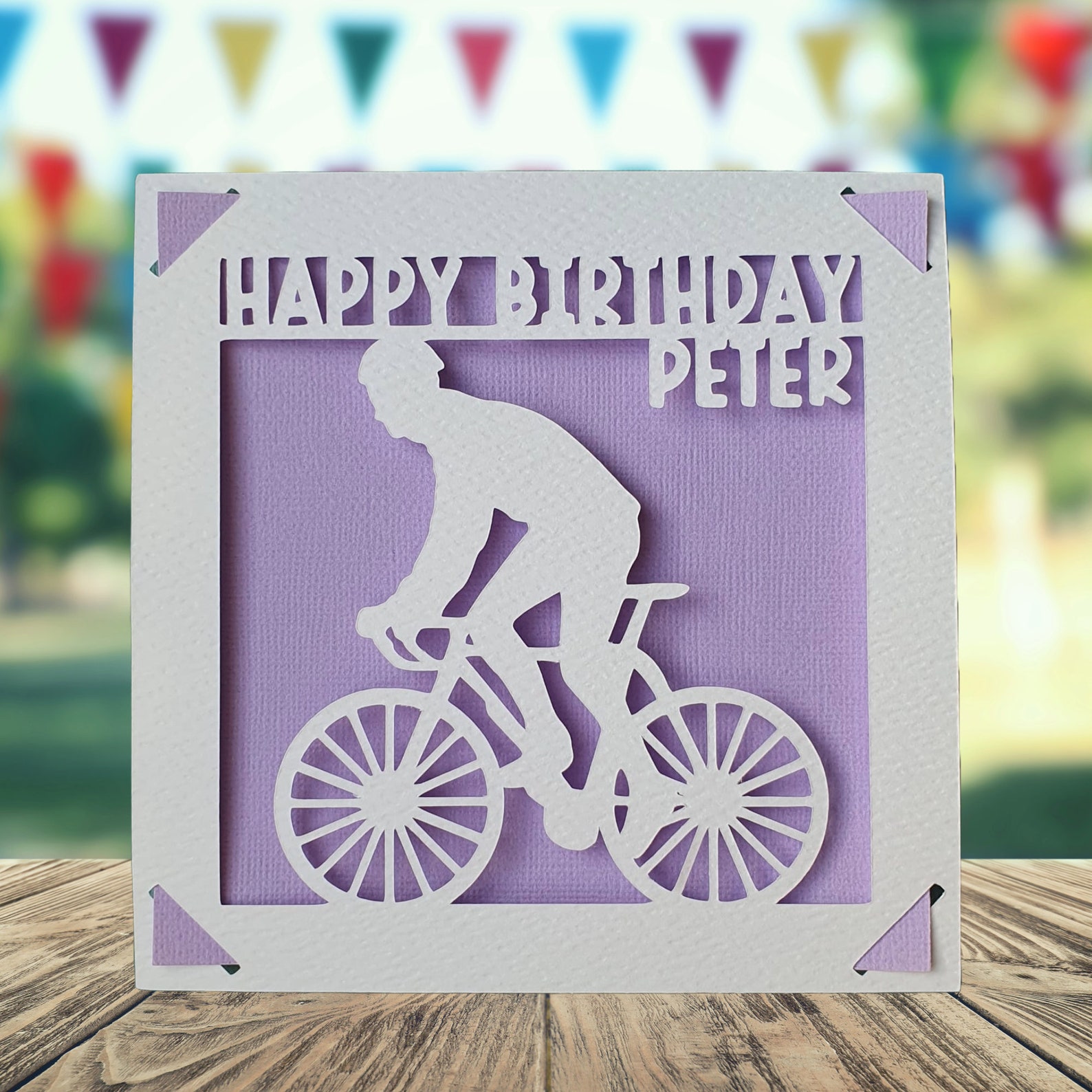 Cycling Happy Birthday Personalised Papercut Card, Happy Birthday Card ...