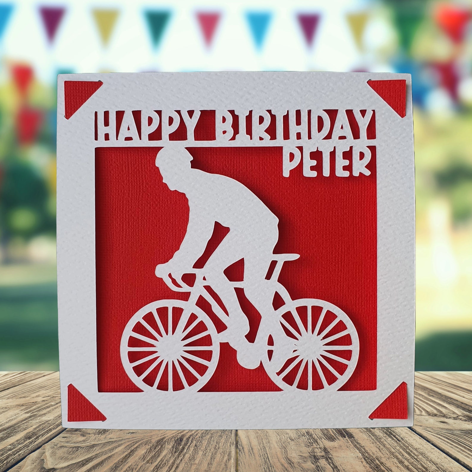 Cycling Happy Birthday Personalised Papercut Card, Happy Birthday Card ...