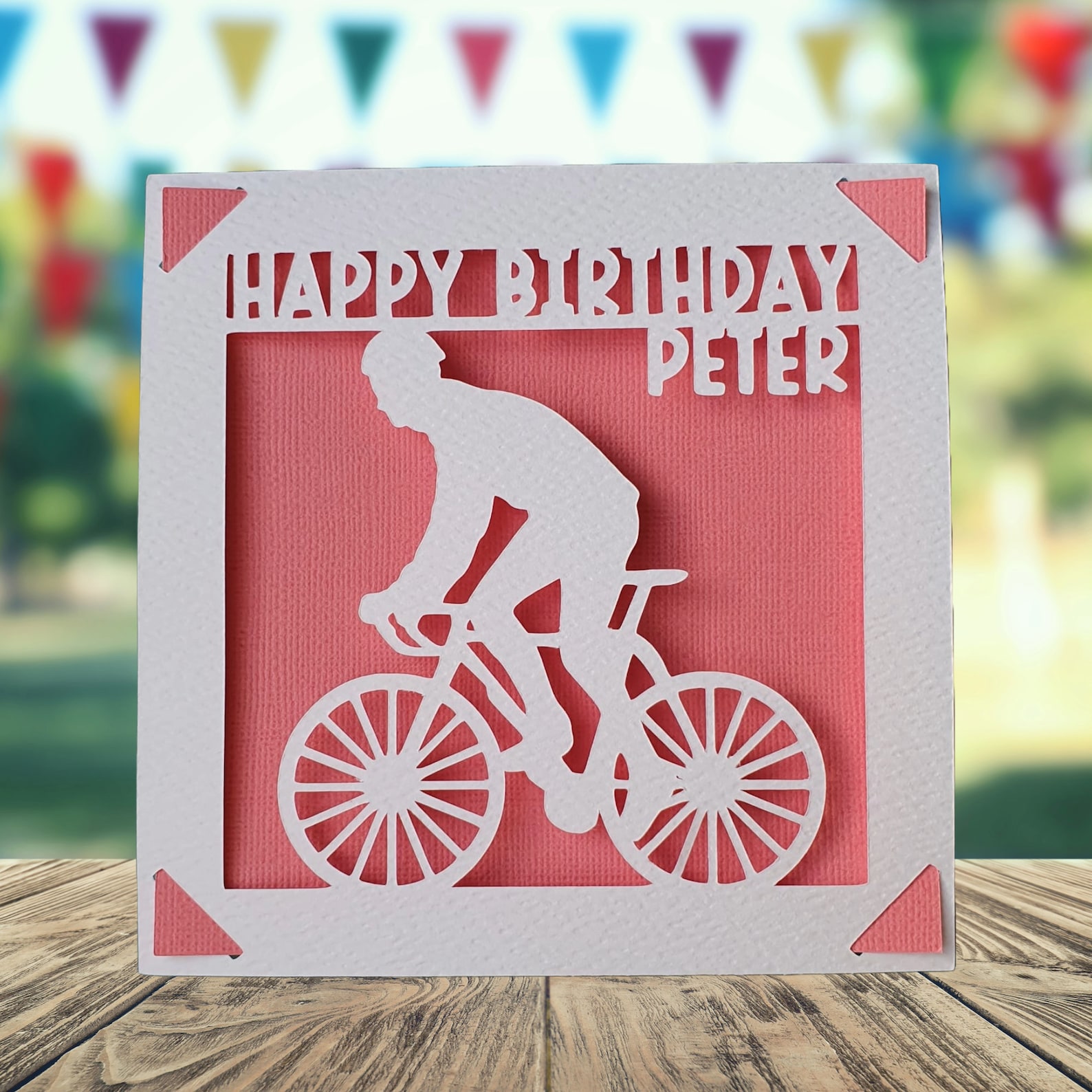 Cycling Happy Birthday Personalised Papercut Card, Happy Birthday Card ...