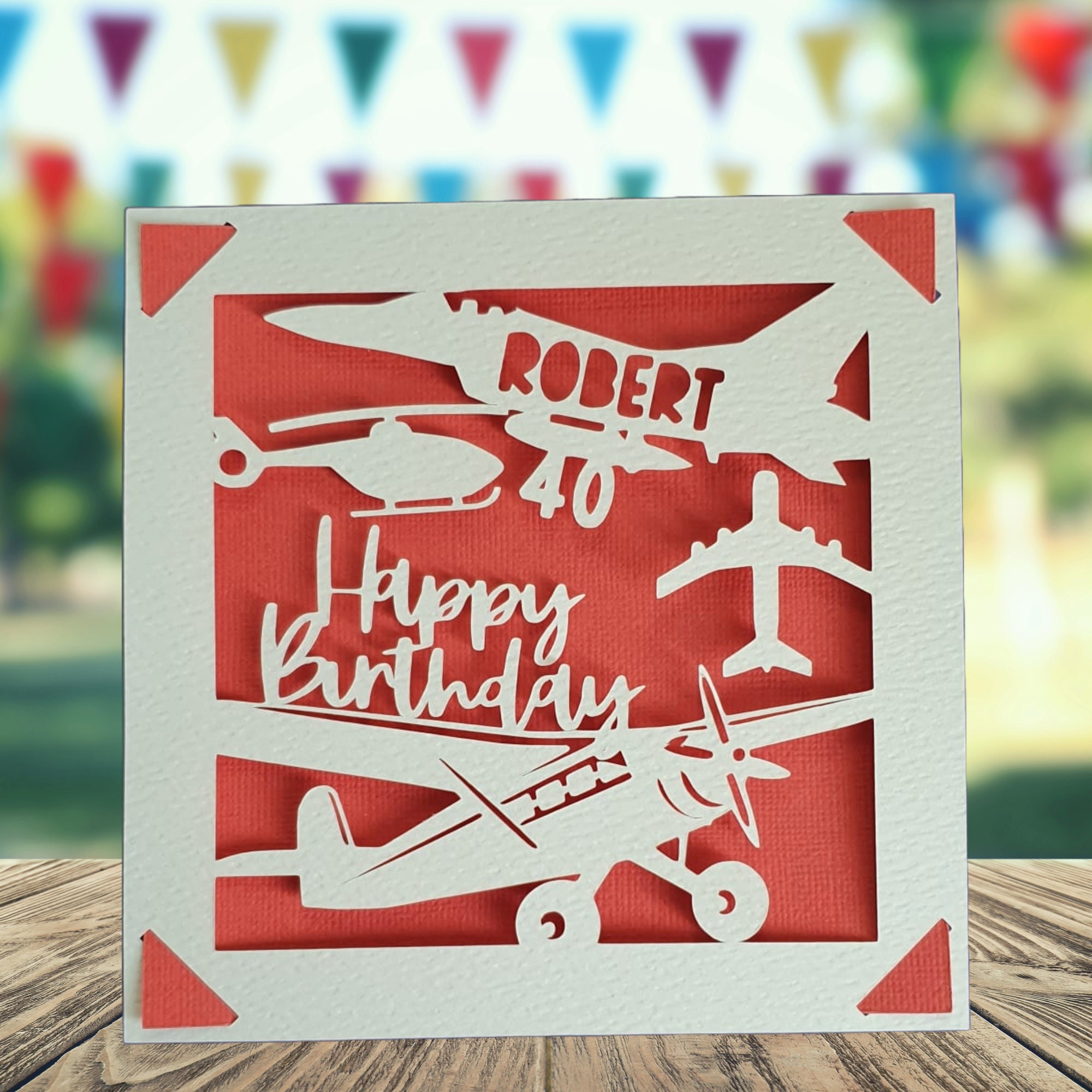 67-1284 - Biglietto di auguri di compleanno per ragazzo, aviatore, pilota, aereo, biplano, comandante del bordo, sognatore stellare, cielo blu brillante, illustrazione, con busta bianca, formato 12 x