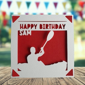 Canoe Personalised Birthday Papercut Card, Water Sports Birthday Card ...