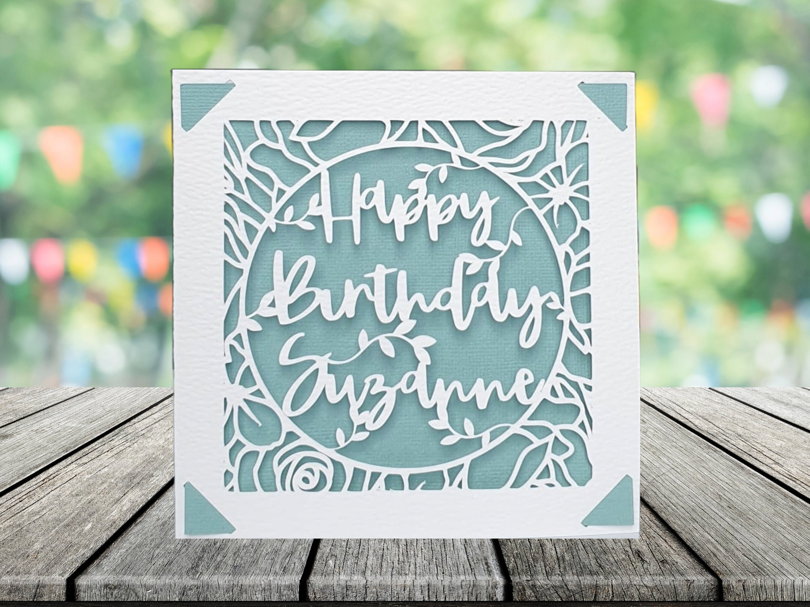 Personalised Happy Birthday Papercut Card, Celebration Card for Special Occasion, For Her, For Him, Any Name, Card for Mum Sister Friend