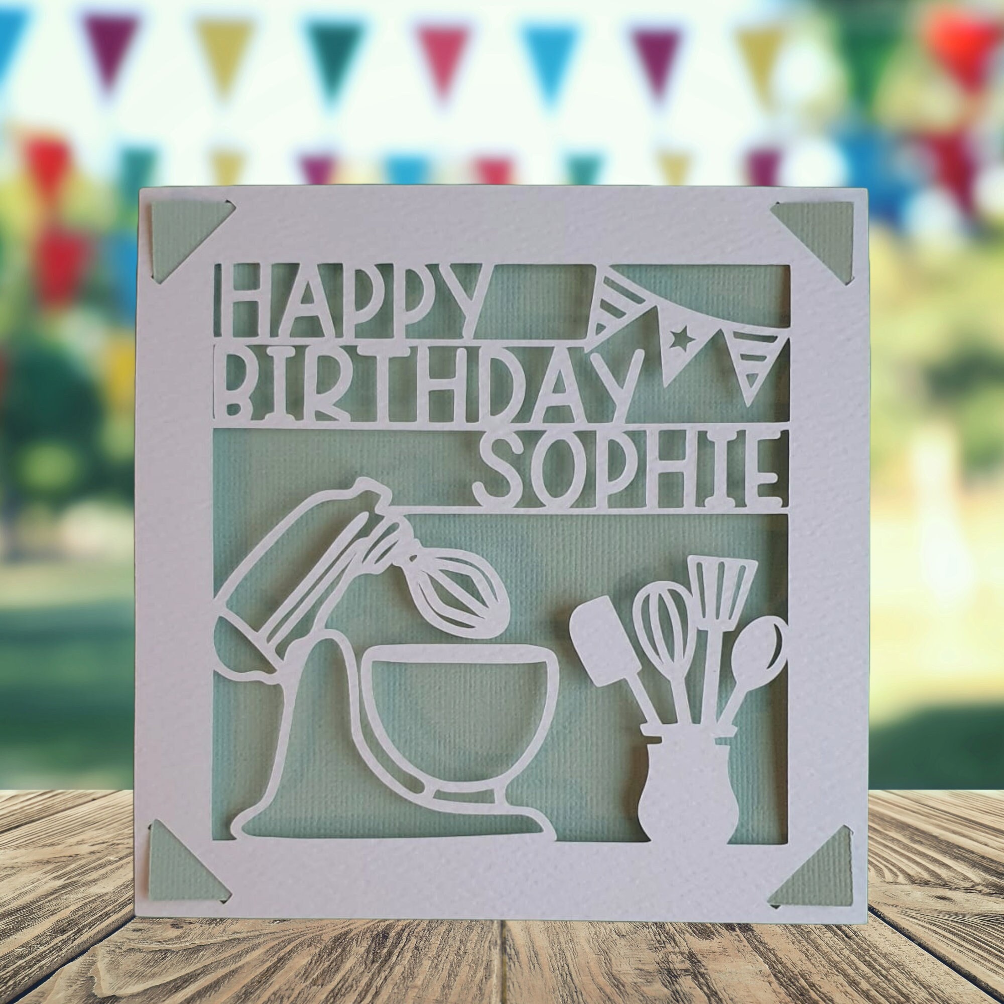 Baking Happy Birthday Personalised Papercut Card, Happy Birthday Card for Him Her, Baker Birthday Card, Birthday Card for Baker and Chef