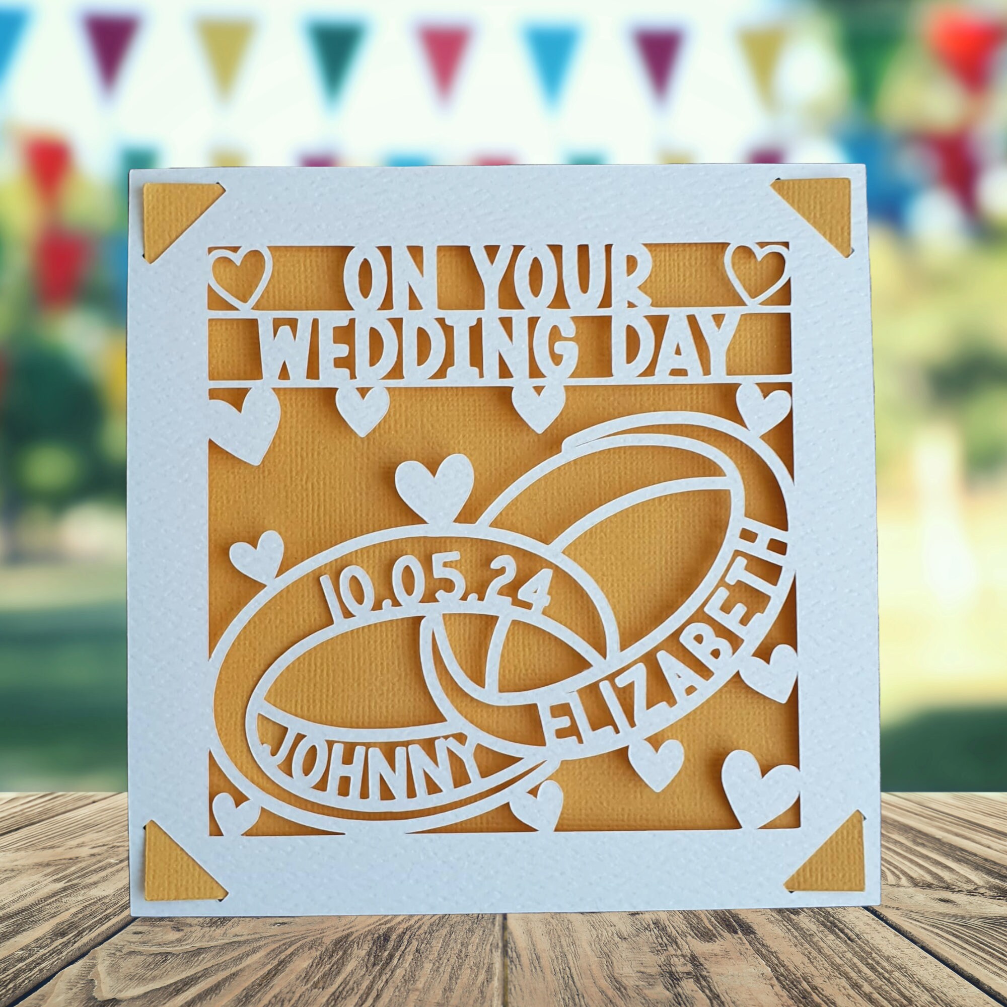 Wedding Rings Card Design Personalised Wedding Card, Wedding Rings Card, Mr and Mrs Papercut ...