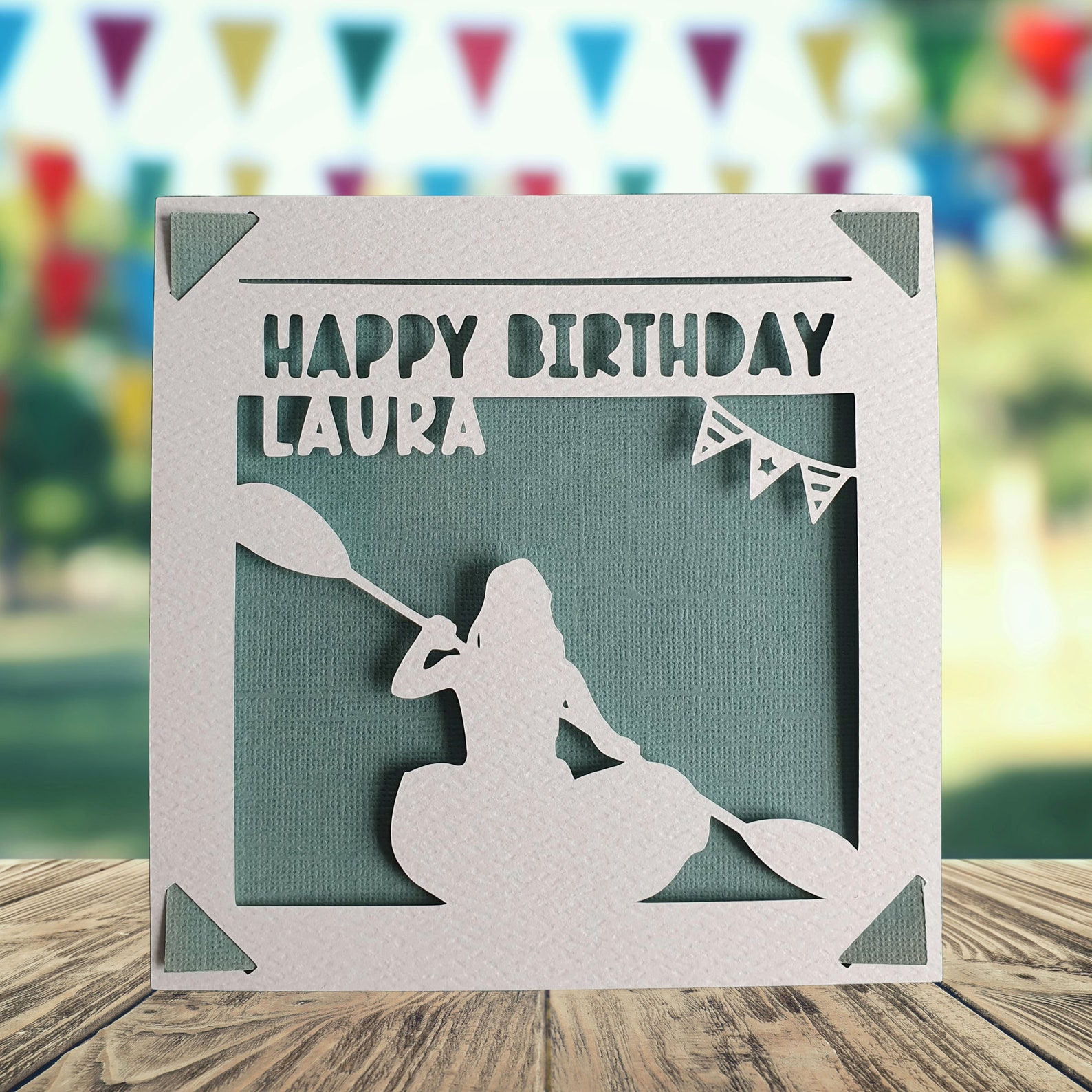Kayaking Card Kayak Personalised Birthday Papercut Card, Water Sports Birthday Card ...