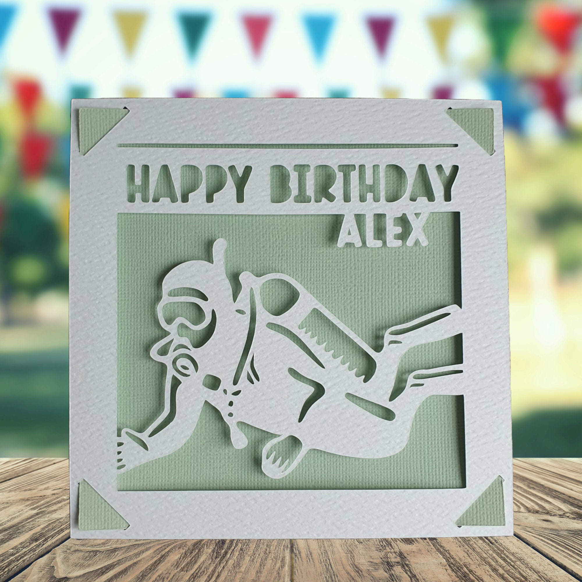 Diving Happy Birthday Personalised Papercut Card, Happy Birthday Card ...