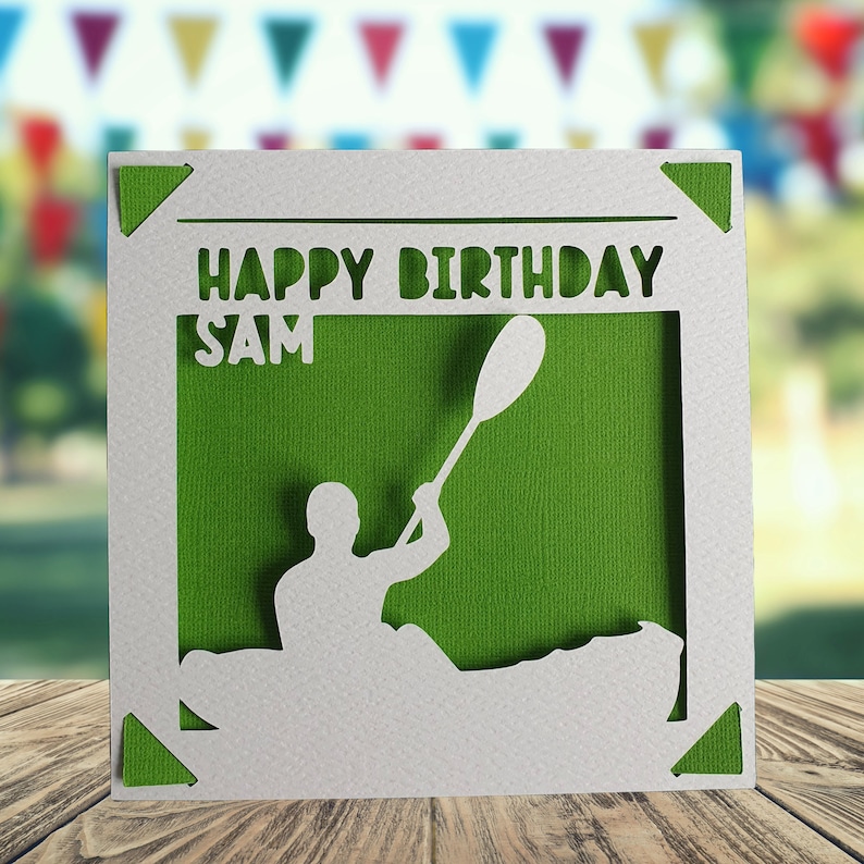 Canoe Personalised Birthday Papercut Card, Water Sports Birthday Card ...