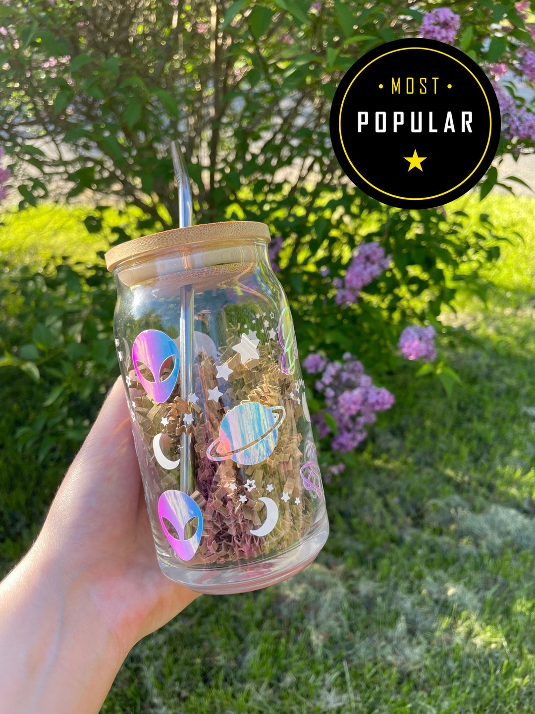 Alien and Space Beer Can Glass Libbey Cup Iced Coffee - Etsy