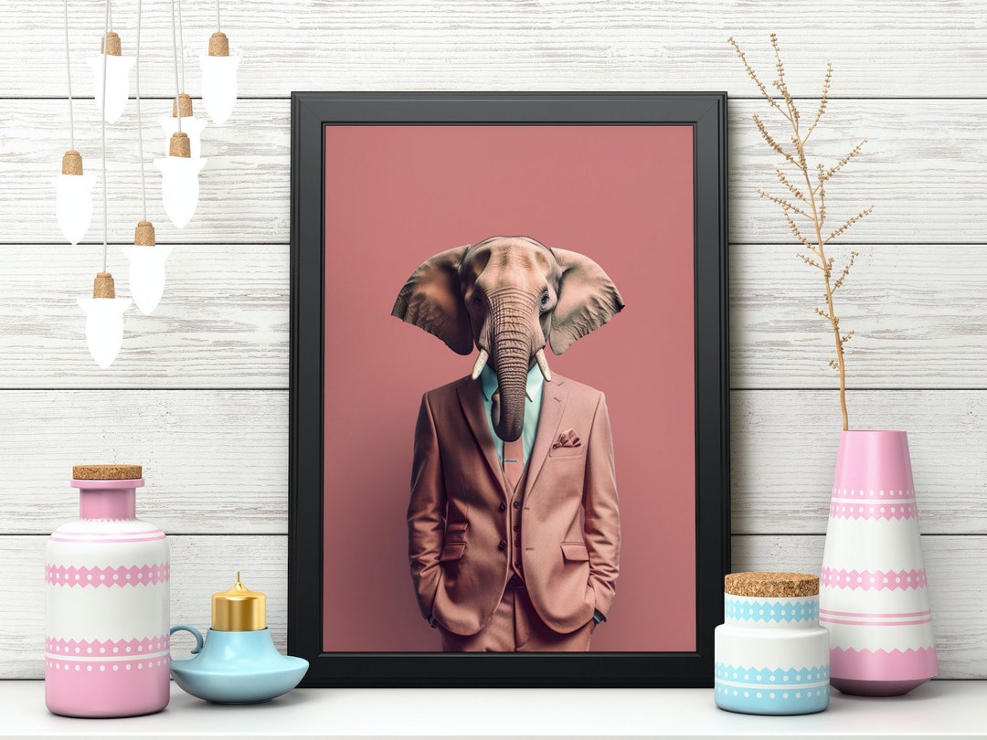 Elephant Ai Wall Art Print, Modern Animal Art Poster, Elephant Ai