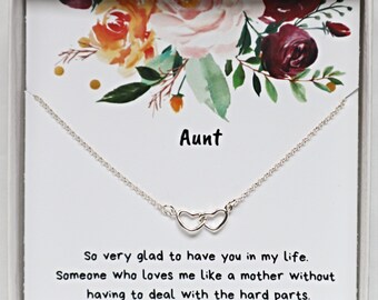 Aunt Gift from nephew niece aunt Necklace Sterling Silver, Interlocking Hearts Necklace for aunt, TN