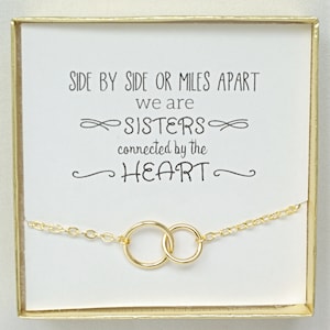 Braccialetto regalo per sorella, bracciale con cerchi intrecciati, bracciale regalo per sorella maggiore in argento sterling e oro, SR