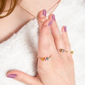 Family Birthstone ring Multi stone rose gold, Marquise Birthstone Ring