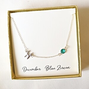 Personalized Sterling Silver Birthstone Necklace: Initial Charm, Family Jewelry