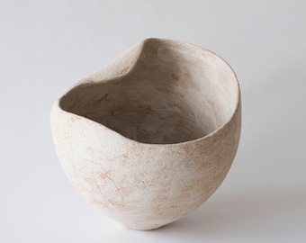 Natural terracotta vessel inspired by nature, Modern minimalist white vessel rustic vintage ideal for first home gift, modern age-worn vase