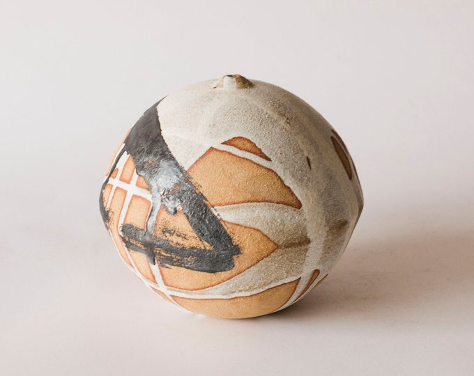 Vatertagsgeschenk. Dekoratives Keramikstück zeitgenössischer Kunst, runde Vase, originelles Keramikstück für moderne Dekoration, Kunstvase
