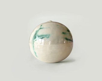 Mother's day gift.Decorative ceramic globe vase, Modern green decorative ceramic vase, Unique handmade spherical ceramic vase, Beige vase