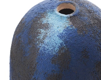 Navy blue ceramic vase, modern minimalist vase, handmade decorative rustic vase, boho decorative vase, textured vase, Studio art vase