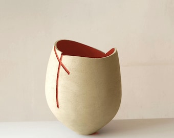 Modern Ceramic Vase: Handmade Home Accent Statement Piece Luxury Decor Red Ceramic Vase