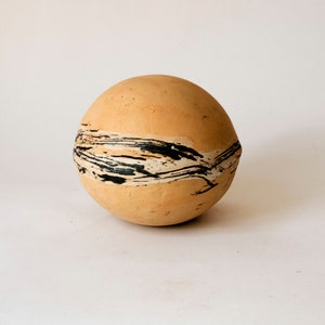Japanese Ceramic Sphere: Handmade Stoneware Art Object