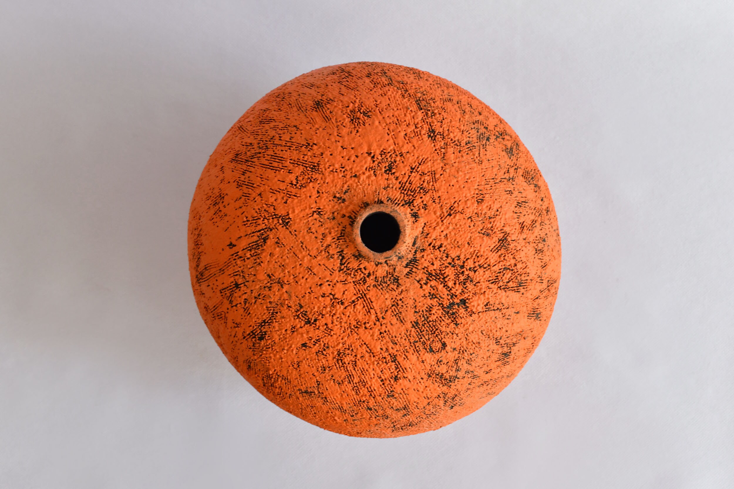 Modern Orange Ceramic Vase. Scandinavian Design Artistic Ceramic Vase